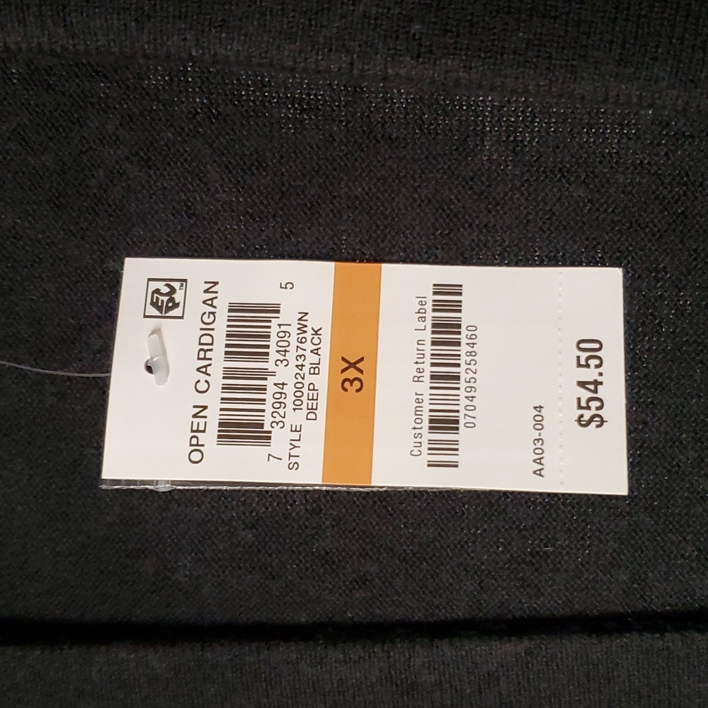 Karen Scott open black Cardigan size 3X new with tag! - Picture 5 of 5